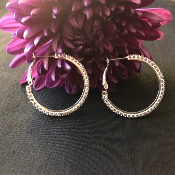 Silver / Multicolored Stones - Loop Earrings - Picture 4 of 7